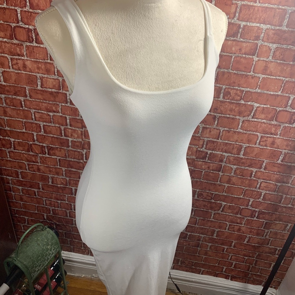 White midi ivory stretchy dress.